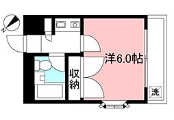 パインヒル 2階1Kの間取り