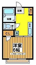 ラプルミエールＮＯＢ 2階1Kの間取り