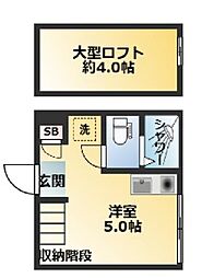 ハーモニーテラス志茂IV 2階ワンルームの間取り