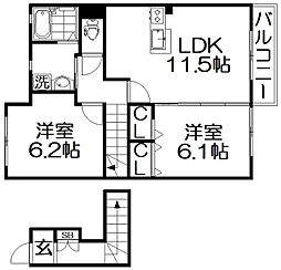 リリーレイナガムラ 2LDKの間取図画像