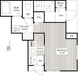 メゾン・ド・ネージュ 1階1Kの間取り