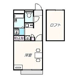 レオパレスプレンティ浜寺 2階1Kの間取り