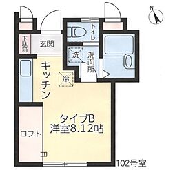 メゾン・ボーヴュ 1階ワンルームの間取り
