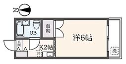 メイプルアベニュー 2階1Kの間取り