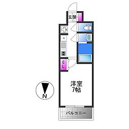 プラ・ディオ新深江 3階1Kの間取り