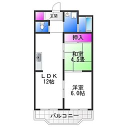 シャンボール長吉 2LDKの間取図画像