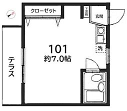 ハイ・ピュア野沢 ワンルームの間取図画像
