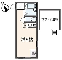 ビバーチェ上大岡 1階ワンルームの間取り