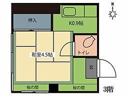 誠ビル 3階1Kの間取り