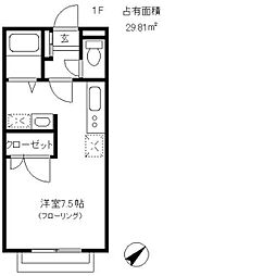 ベルリード 1階1Kの間取り