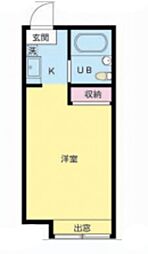 サンプレイスS 2階ワンルームの間取り