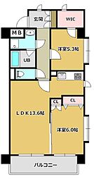 カサベルテ 1階2LDKの間取り