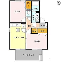クレール・山之上 2DKの間取図画像