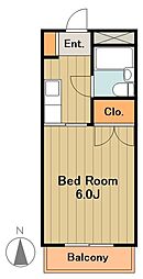 小田急多摩線 小田急多摩センター駅 徒歩21分の賃貸マンション 3階1Kの間取り