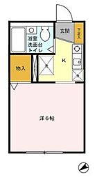 エクレール橋本 1階1Kの間取り