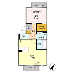 シャトレー明神 1LDKの間取図画像
