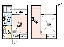 JR東海道・山陽本線 立花駅 徒歩4分の賃貸アパート 2階1Kの間取り