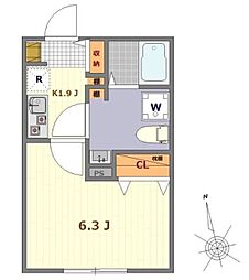 オリオン堀切菖蒲園 1Kの間取図画像