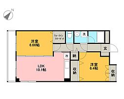 東京メトロ東西線 妙典駅 徒歩8分の賃貸マンション 3階2LDKの間取り