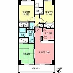 アルデールマンション 4階3LDKの間取り