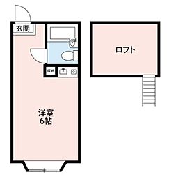 ハイツ新河岸 ワンルームの間取図画像