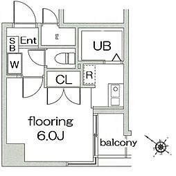 グランヴァン水天宮 1Kの間取図画像