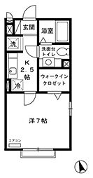 クレール四季彩の丘弐番館 1Kの間取図画像
