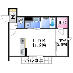 ベレオ鷺ノ森 2階1LDKの間取り