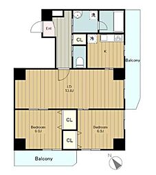 SeLene　セレン 1階2LDKの間取り