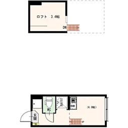 GLANZ 1階ワンルームの間取り