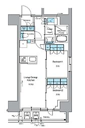 ルフォンプログレ上野御徒町 13階2LDKの間取り