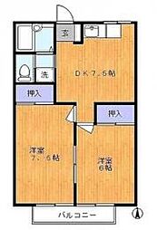 プレミール伊興 1階2DKの間取り