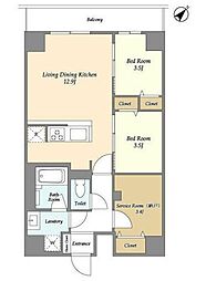 グランカーサ西葛西 3階2SLDKの間取り