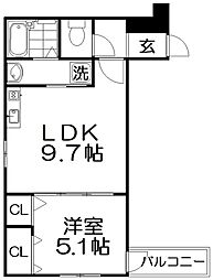 サンセレーノ minami 2階1LDKの間取り