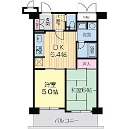 南海線 湊駅 徒歩11分の賃貸マンション 2階2DKの間取り