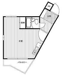 サンハウス 2階ワンルームの間取り
