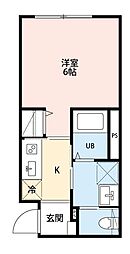 フォート・デルッシSK 1階1Kの間取り