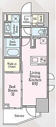 グランリビオ芝大門 1LDKの間取図画像