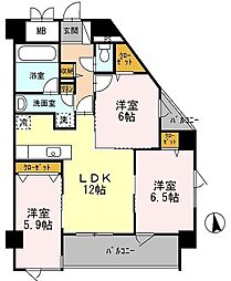 セイクレッド 3階3LDKの間取り