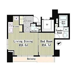 JR山手線 新橋駅 徒歩7分の賃貸マンション 5階1LDKの間取り