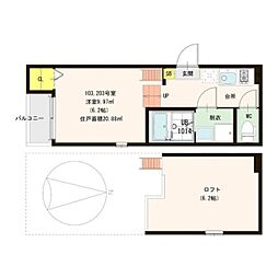京阪本線 滝井駅 徒歩6分の賃貸アパート 2階1Kの間取り