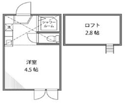 フェリスクラウン 2階ワンルームの間取り