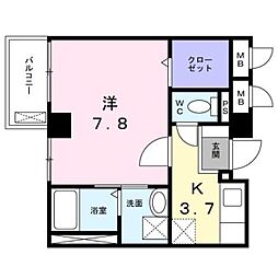 ライゼイヅミヤI 1Kの間取図画像