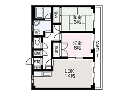 ハイライズ本多 2LDKの間取図画像