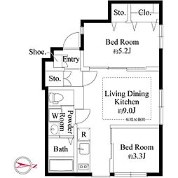 ウッドクレスト東高円寺レジデンス 2DKの間取図画像