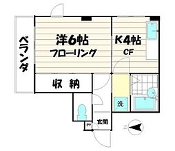 こげらビル 3階1Kの間取り