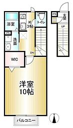 クレールC 2階1Kの間取り