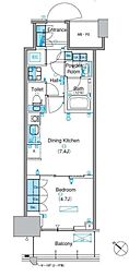 パークアクシス豊洲キャナル 1DKの間取図画像