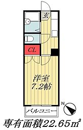 東京メトロ東西線 南行徳駅 徒歩6分の賃貸マンション 3階1Kの間取り