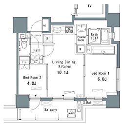 パークアクシス仲御徒町 2階2LDKの間取り